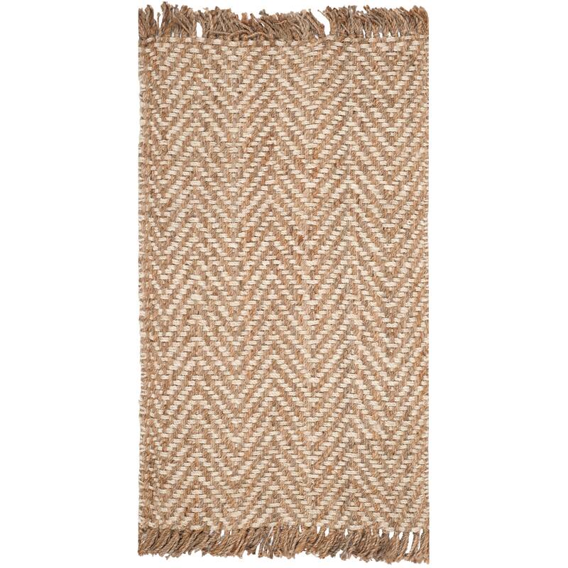 SAFAVIEH Handmade Natural Fiber Atlandida Casual Chevron Jute Rug - 2'6" x 4' - Bleach/Natural