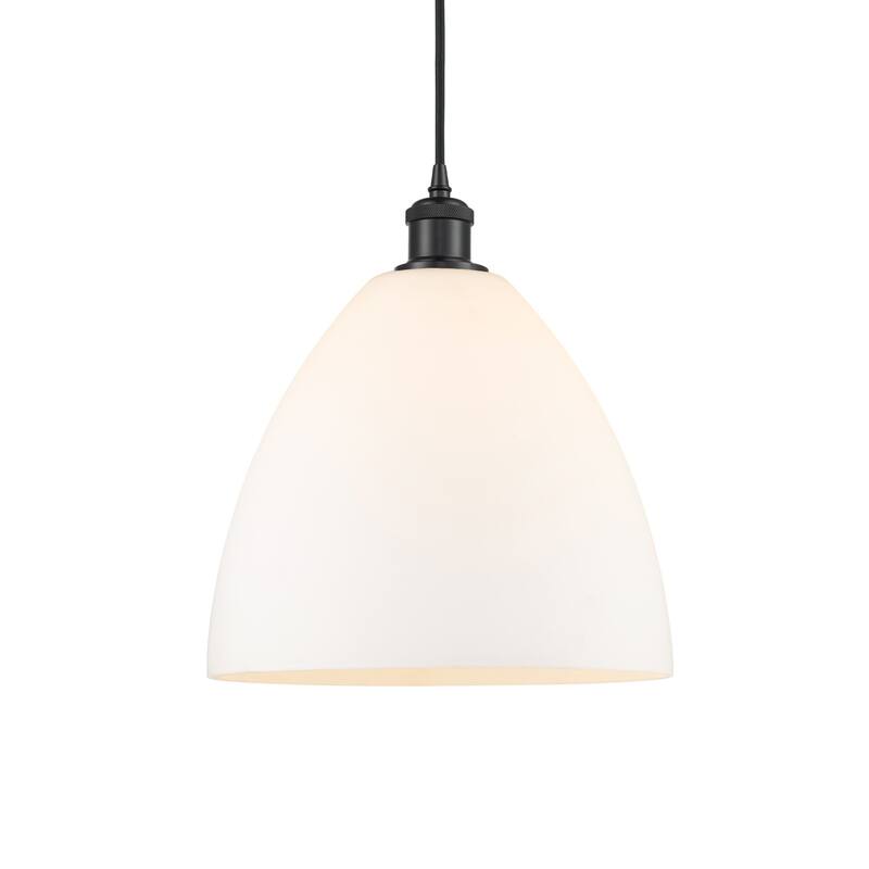 Innovations Lighting 516-1P-15-12 Bristol Pendant Bristol Glass 12" - Matte Black / Matte White