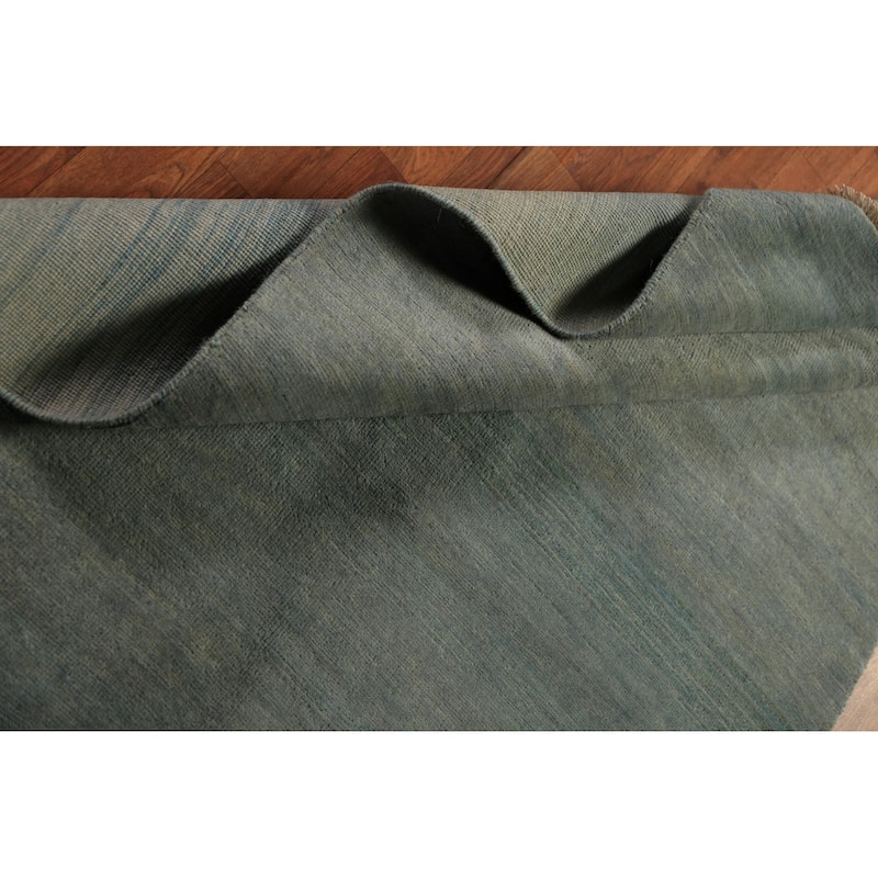 Blue & Green Gabbeh Modern Rug Hand-Knotted Wool Carpet - 4'0" x 5'8"