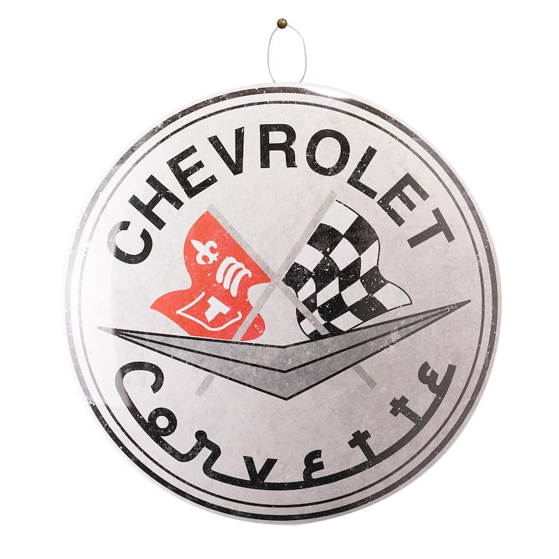 Chevrolet Corvette Dome Metal Sign - 15.5" - 15.75" H x 15.75" L x 2.25" D