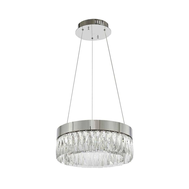 1-Light Chrome LED Chandelier With Clear Crystal Accents