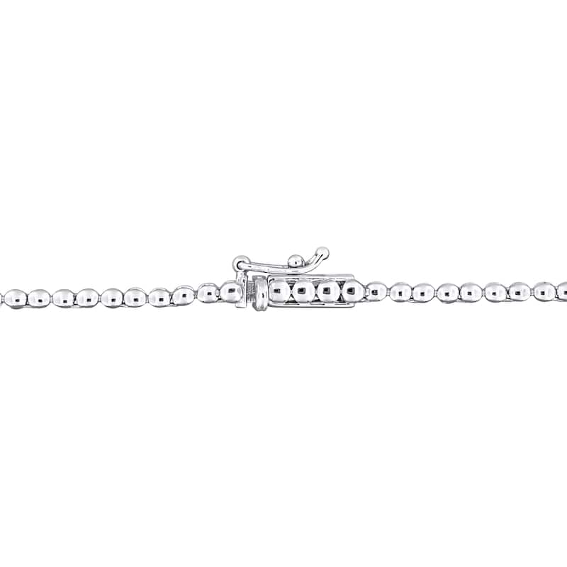 Miadora 2 7/8ct TGW Blue Sapphire and 1 3/5ct TDW Diamond Station Necklace in 14k White Gold