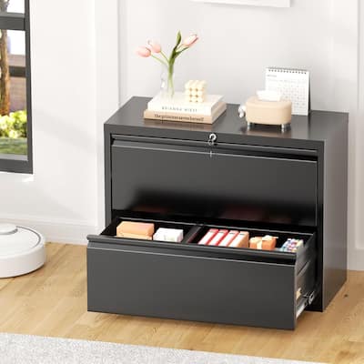 2 Drawer Lateral File Cabinet, Lockable Office Filling Cabinet