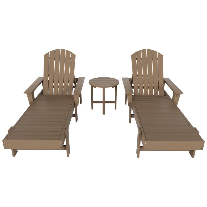 Polytrends Altura Poly Eco-Friendly All Weather Reclining Chaise Lounge with Arms & Side Table (3 Piece Set)