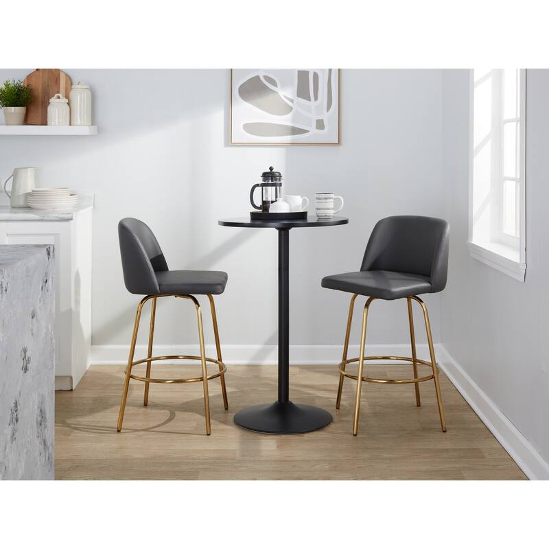 Silver Orchid Vallberga 26" Counter Stool with Gold Metal Base (Set of 2)