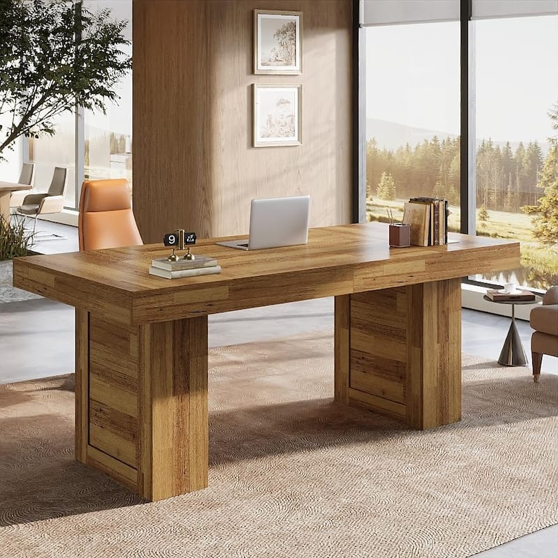 Large Computer Desk, Executive Desk, Home Office Writing Table, Conference Table Business Workstation for Working,Meeting - Natural Oak