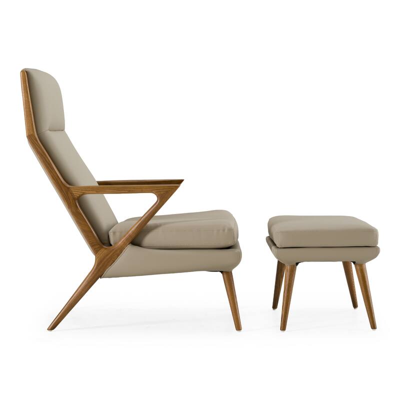 Modrest Fulton Modern Beige Lounge Chair & Ottoman