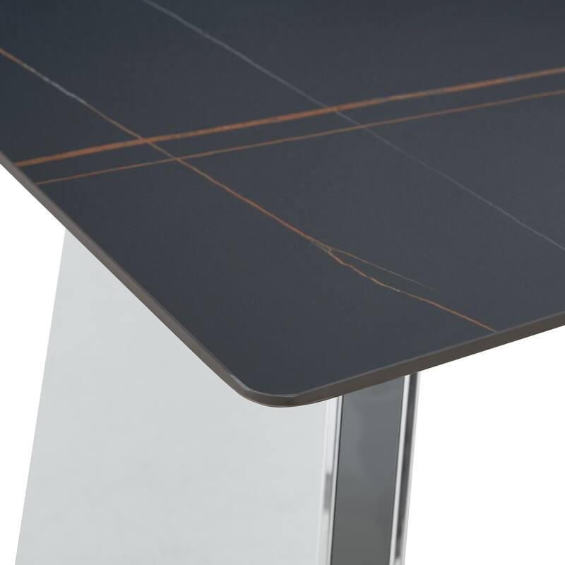 Dining Room Dining Table with Stainless Steel Butterfly Legs Office Table Accent Table Computer Table