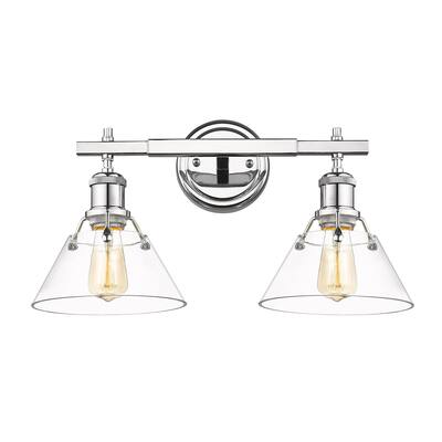 Orwell 2-Light Vanity Light in Chrome with Clear Glass - Silver