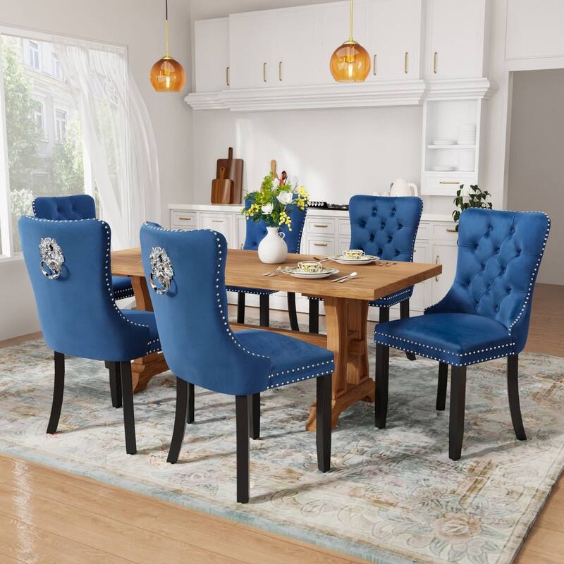 Tufted Naliheads Solid Wood Upholstered Dining Chairs (Set of 4)