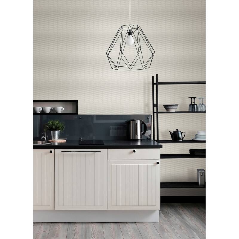 A-Street Prints Gator White Geometric Stripe Wallpaper