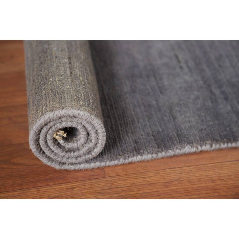 Contemporary Blue Gray Gabbeh Oriental Rug Hand-Knotted Wool Carpet - 3'1"x 4'9"