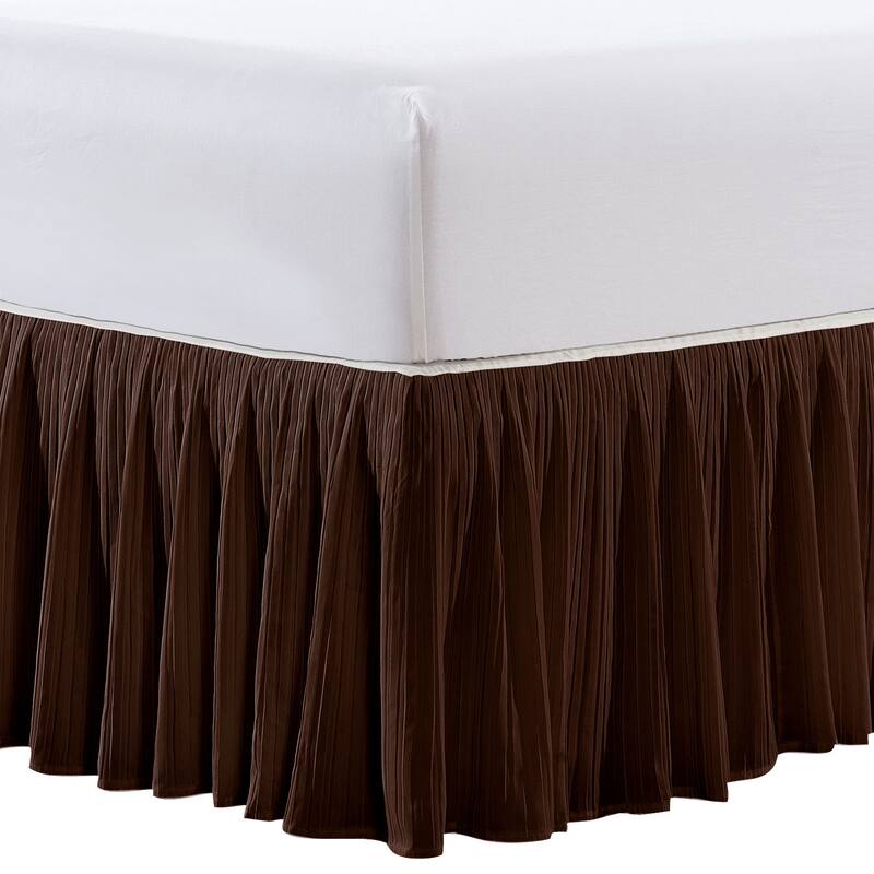 Serenta Pleated Bedskirt 18" Drop - 32 Color Options - Twin - Chocolate