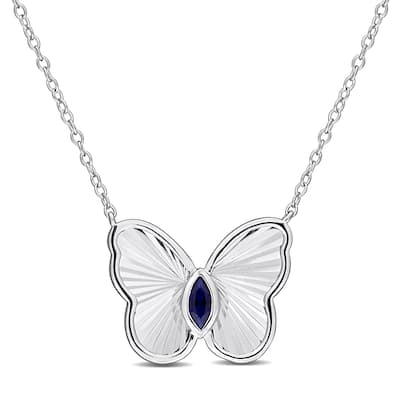 Miadora 1/6ct Marquise-Cut Created Blue Sapphire Butterfly Necklace in Sterling Silver-17in
