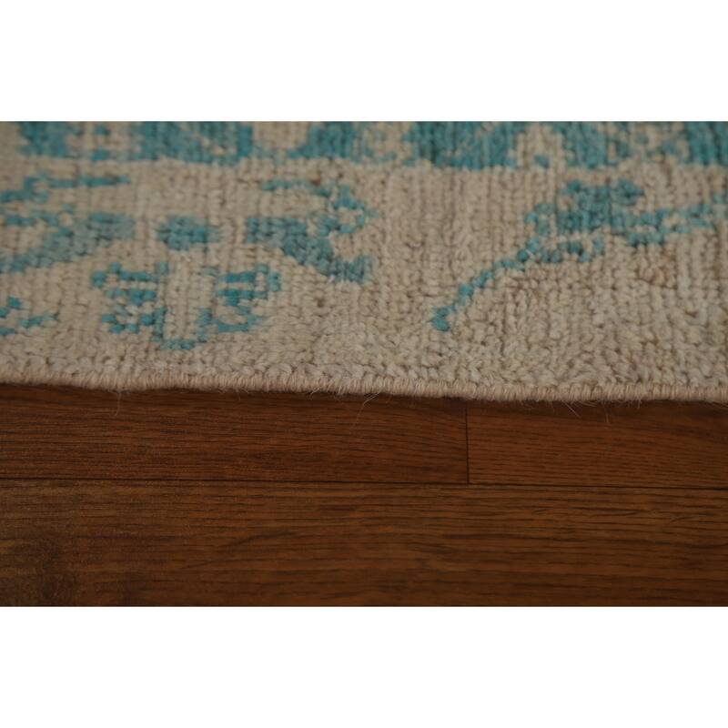 Traditional Geometric Oushak Turkish Oriental Wool Rug Handmade Carpet - 1'11" x 3'11"