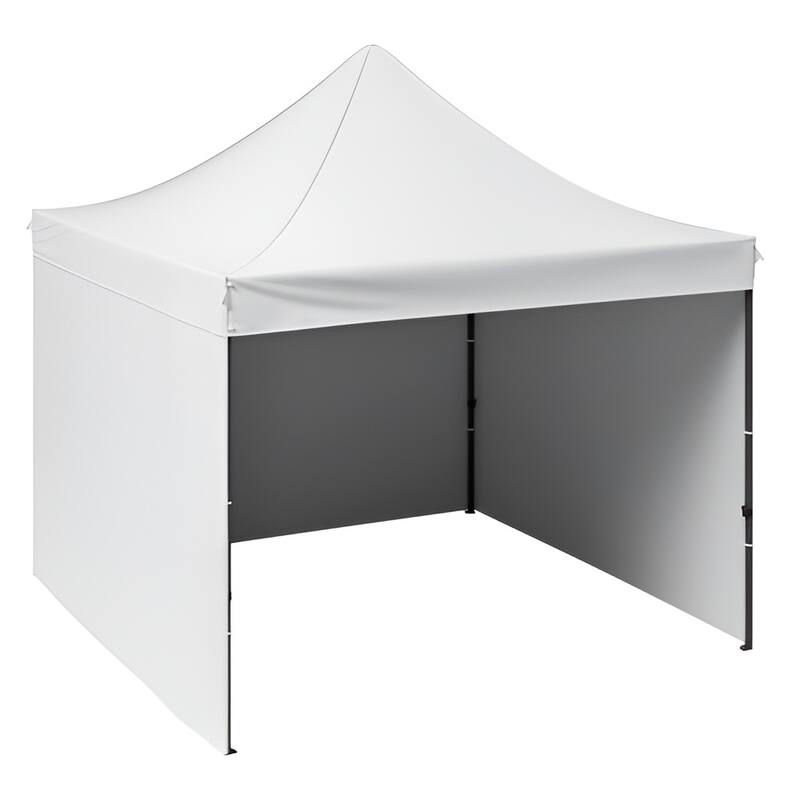 500D PU Coated Pop-Up Canopy Tent with Sidewalls and Carry Bag - 120” L x 120” W x 126” H - White