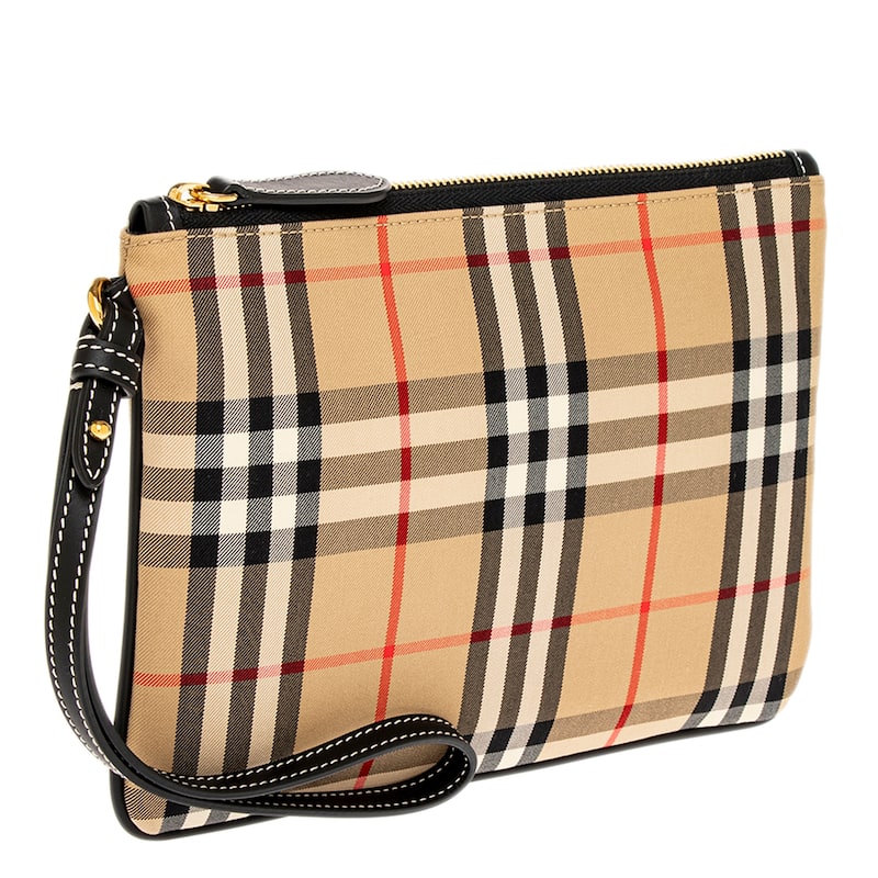 Burberry Payton Check Pouch Bag - Beige + Multicolor