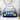 Blue Upholstered Bed Race Car-shaped Frame with Wheels, Twin