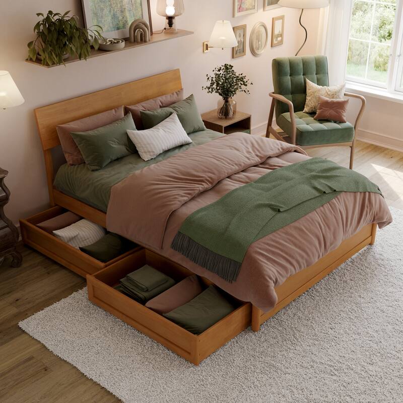 Norla Wood Platform Bed with Storage Drawers