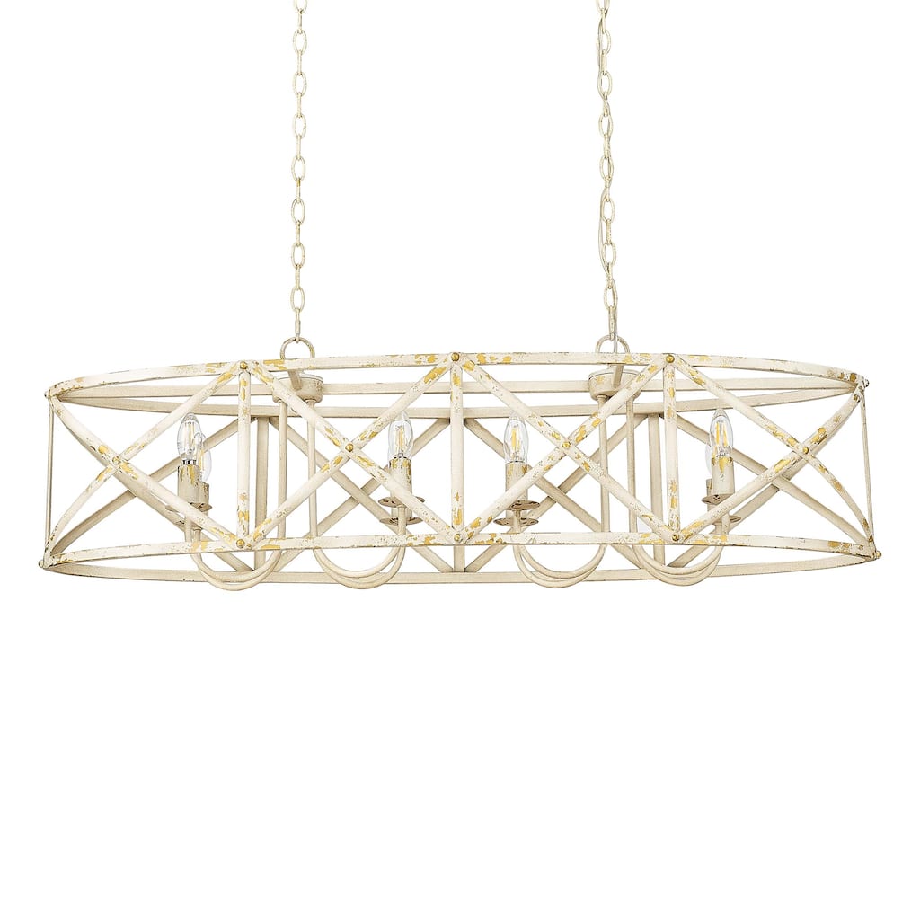 Golden Lighting Alcott 8-light Island Light in Antique Ivory - Gold