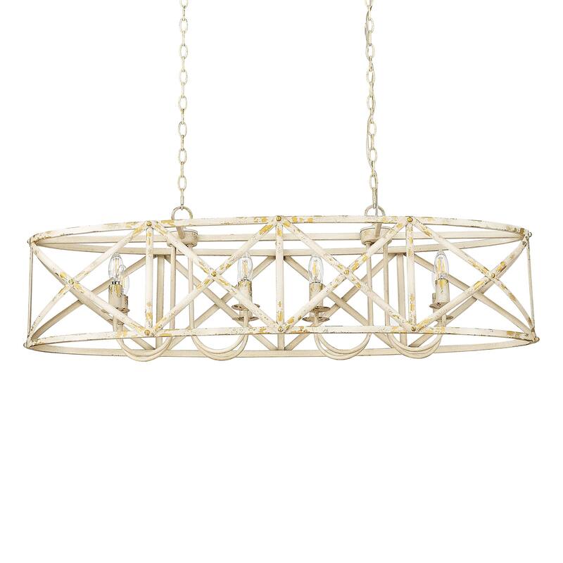Golden Lighting Alcott 8-light Island Light in Antique Ivory - Gold