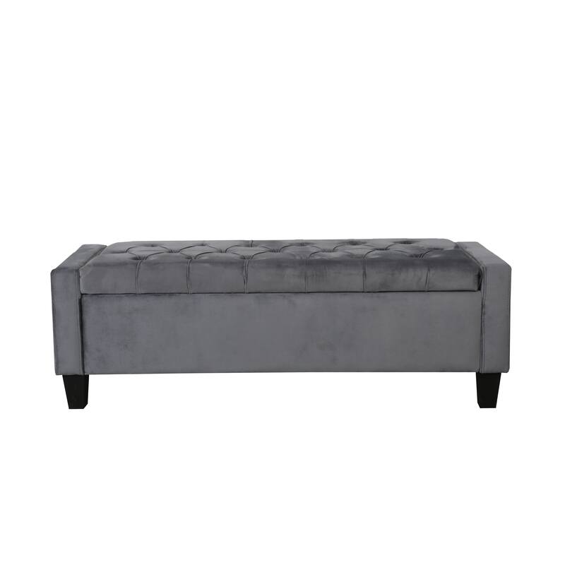 Porthos Home Warren Velvet Button Tufted Storage Bench