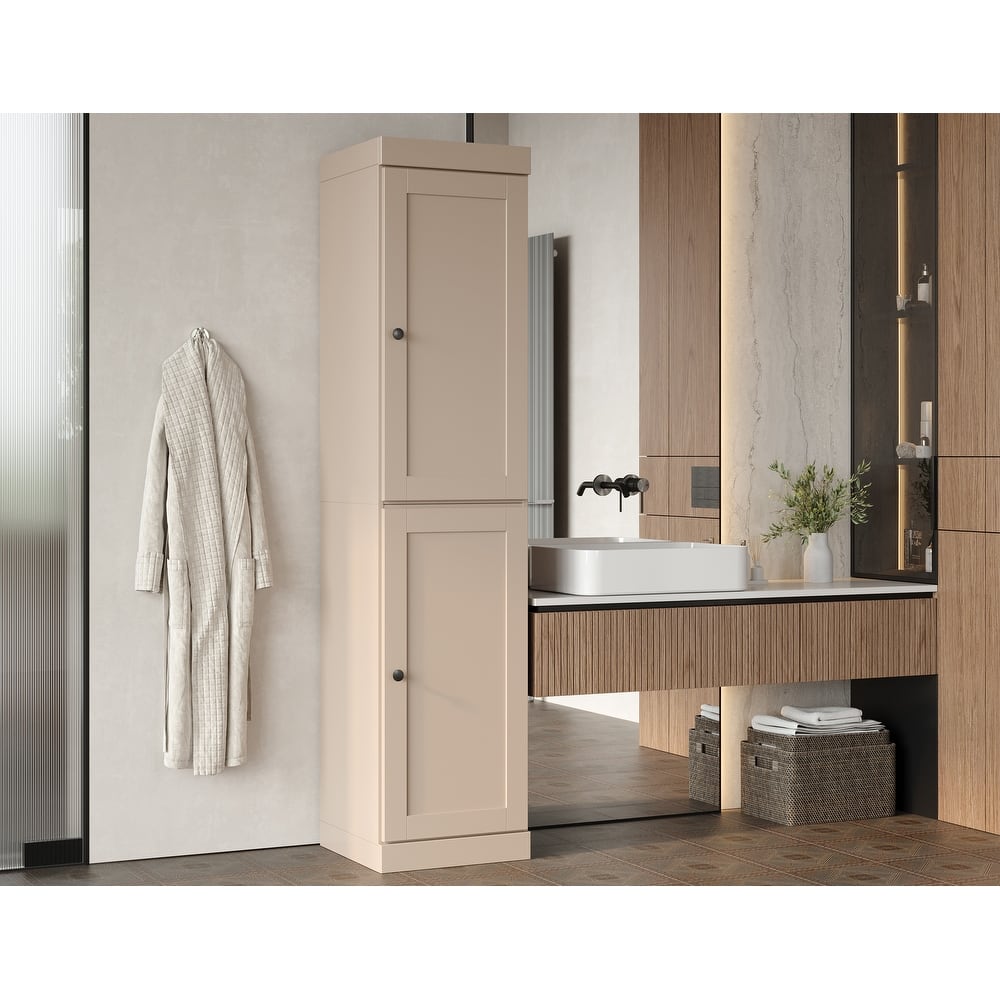 Palace Imports 100% Solid Wood Bathroom Storage Cabinet, Shaker Doors, Adjustable Shelves, 16.5" Wide, 71.5" Tall