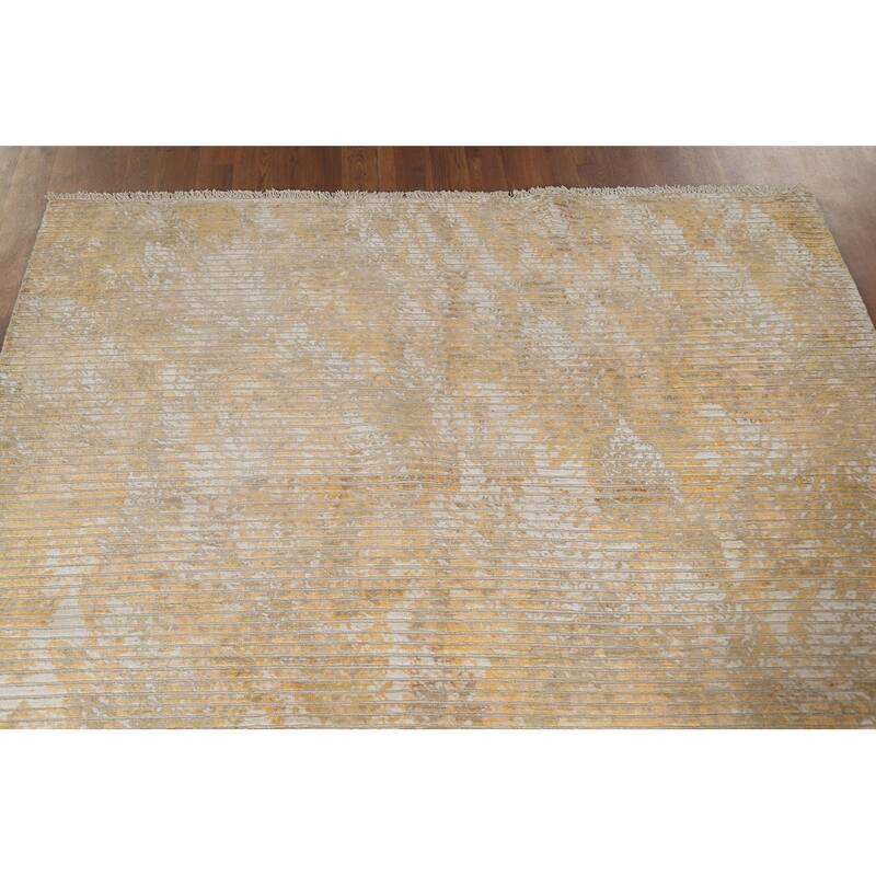 Striped Abstract Oriental Area Rug Hand-Knotted Wool Carpet - 5'6" x 7'9"