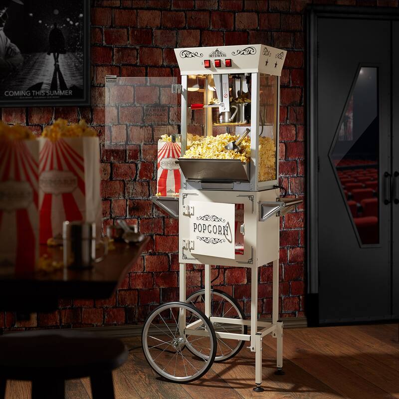 Movie TheaterStyle Popcorn Machine with Cart and 8oz Kettle