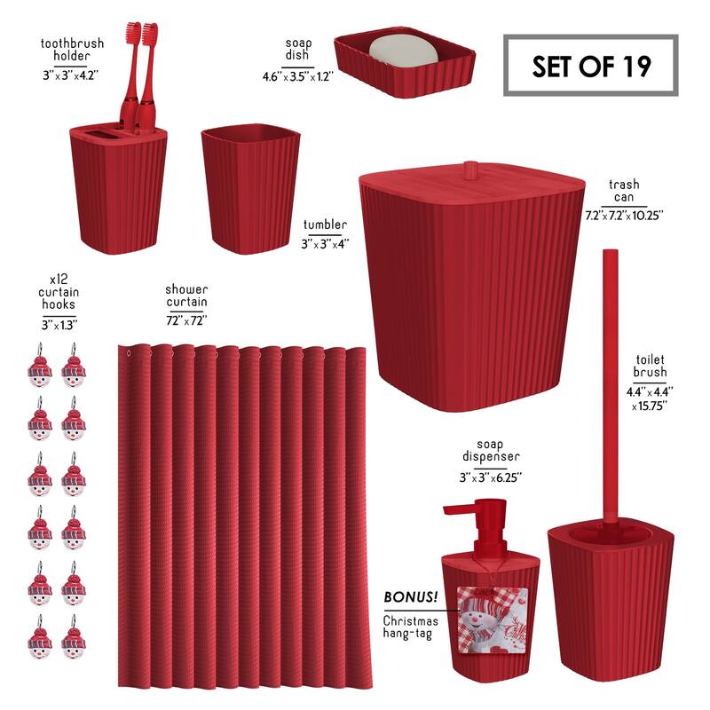 Empyrean Christmas Bathroom Set - Festive Shower Curtain, Holiday Accessories, Soap Dispenser, Trash Can & Toilet Brush