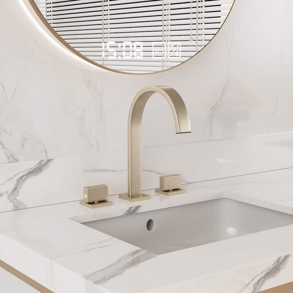 Modland Modern Widespread Bathroom Faucet 3 Hole Double Handle Sink Faucet with High Arch Spout