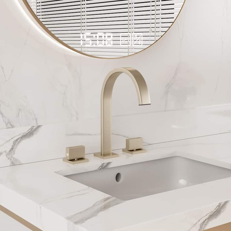 Modland Modern Widespread Bathroom Faucet 3 Hole Double Handle Sink Faucet with High Arch Spout