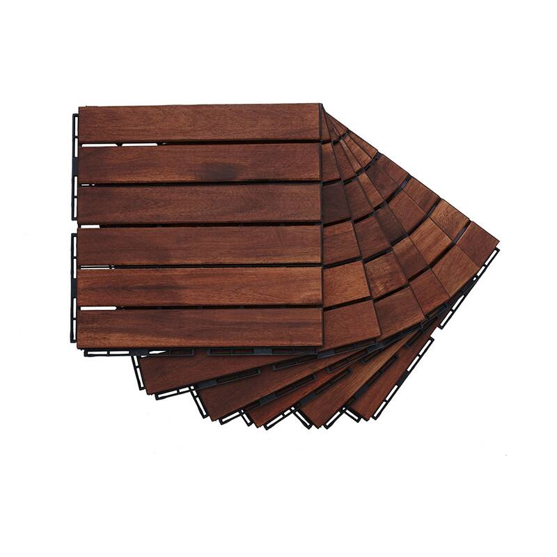 1 ft. x 1 ft. Acacia Wood Outdoor Interlocking Deck Tiles, Box of 20
