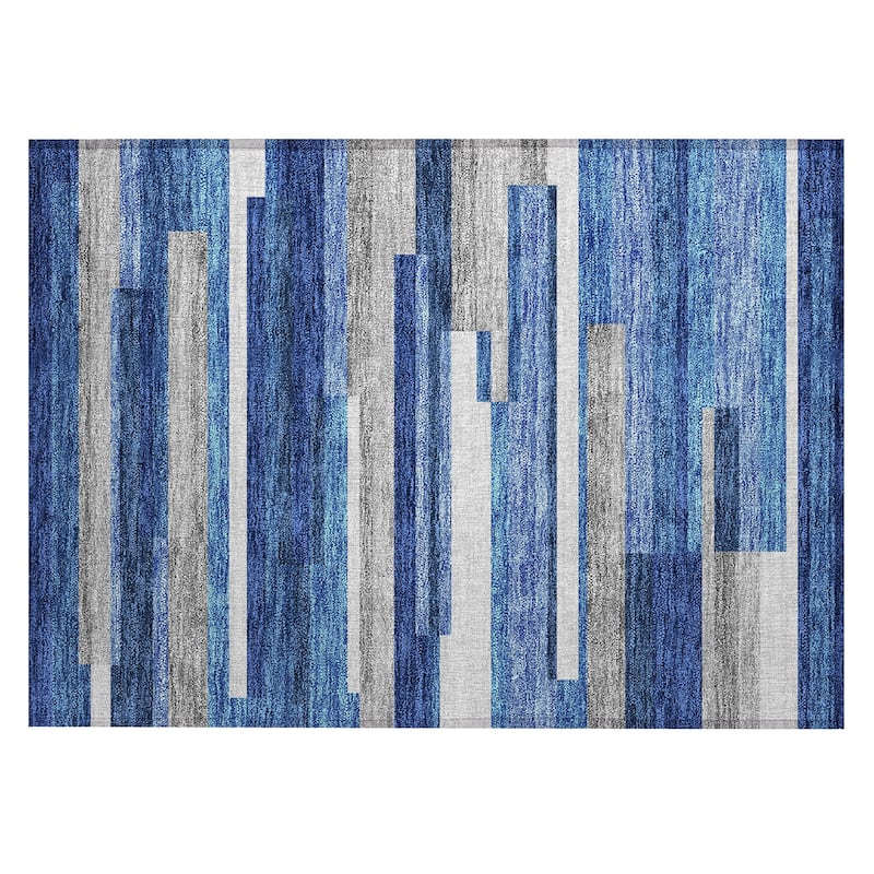 Machine Washable Indoor/ Outdoor Chantille Contempory Stripe Rug