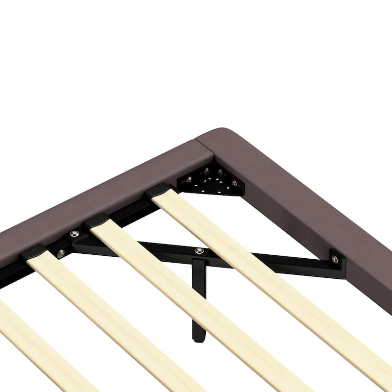 Modern PU Leather Full Size Floating Platform Bed Frame with LED Light