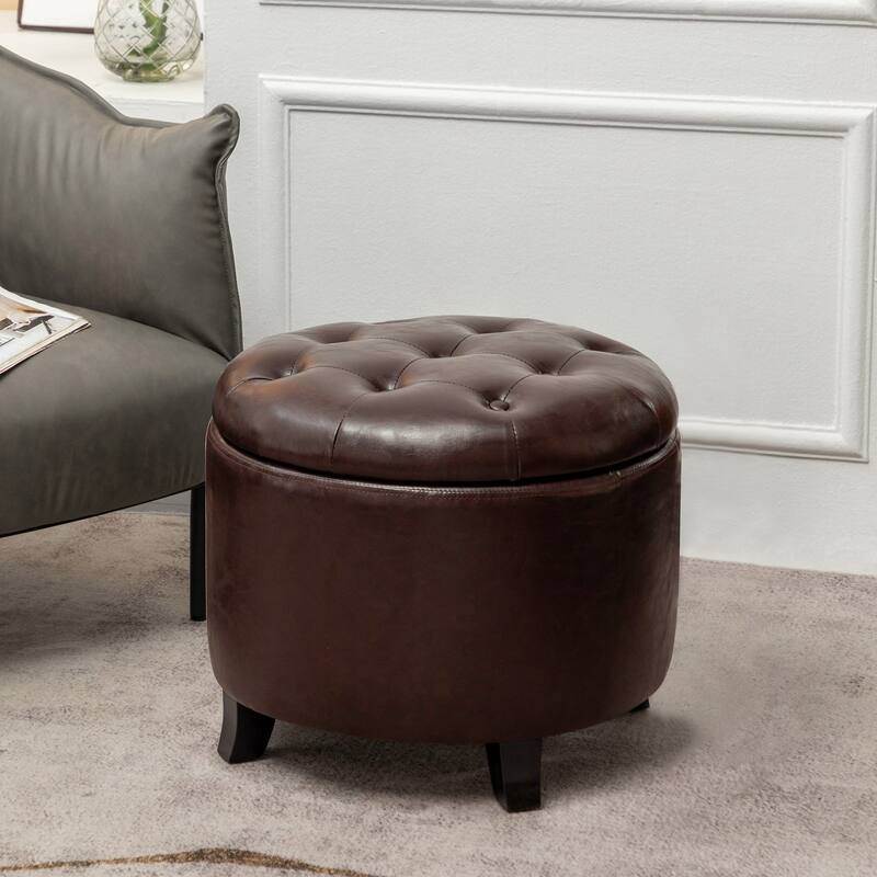 Storage Ottoman - Hidden Storage Box with Upholstered Cushion Seat, Stylish and Functional Living Room Decor