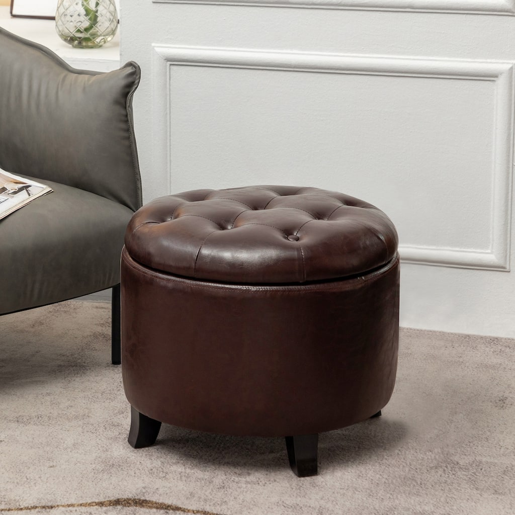 Storage Ottoman - Hidden Storage Box with Upholstered Cushion Seat, Stylish and Functional Living Room Decor