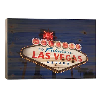 The "Welcome To Fabulous Las Vegas" Sign At Night, Paradise, Clark County, Nevada, USA Print On Wood by Walter Bibikow
