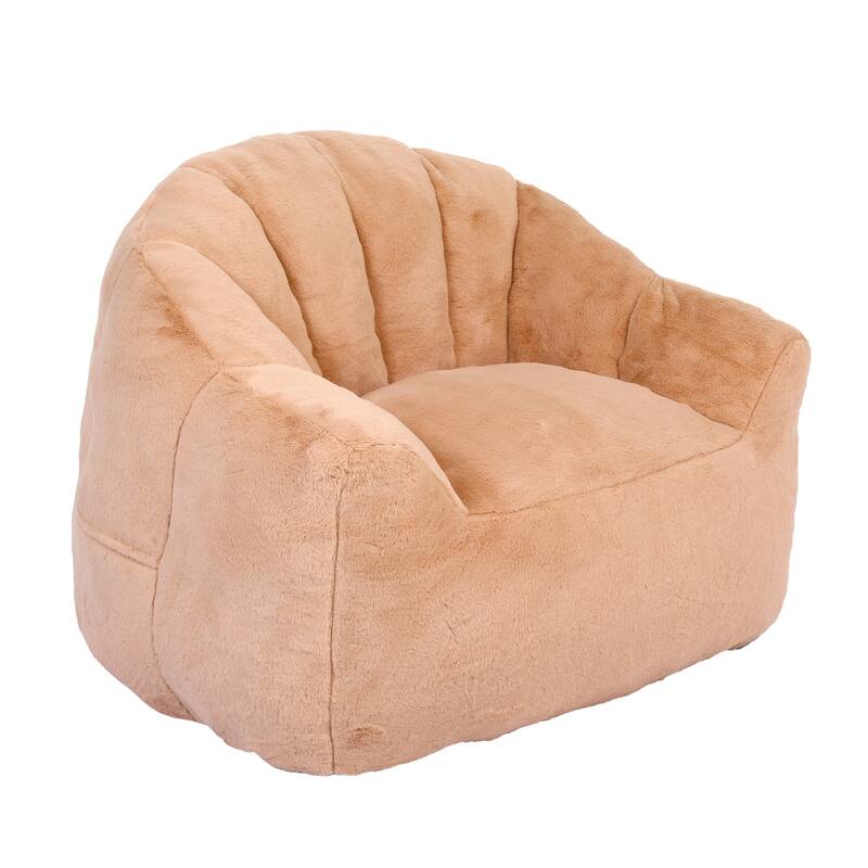 Faux Fur Shell-Shaped Bean Bag Chair, Oversized Adults Bean Bag Sofa, Bean Bag Lazy Chair with Armrests for Gaming, Reading