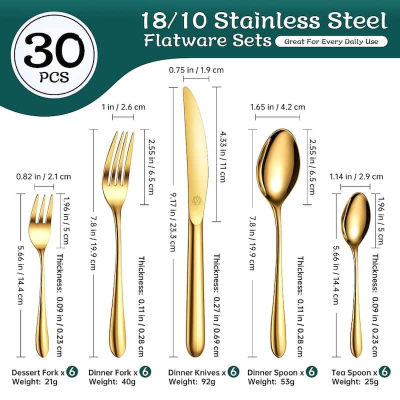 vancasso 18/10 Stainless Steel Silverware Set, Flatware Service for 6 or 12