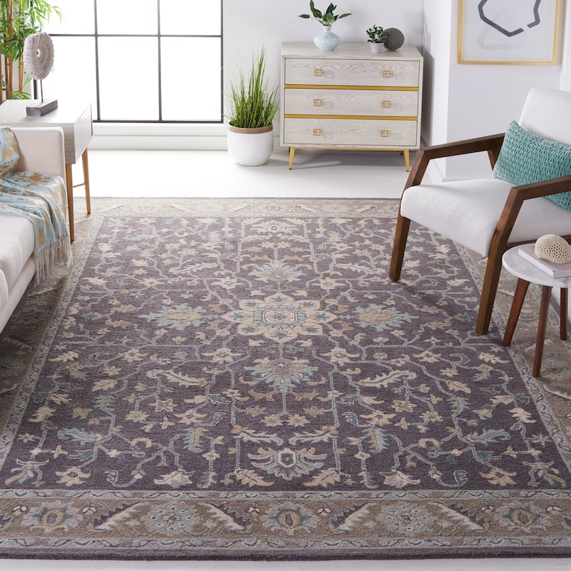 SAFAVIEH Handmade Blossom Gulperi Modern Floral Wool Rug - 8'9" x 12' - Dark Grey/Light Brown