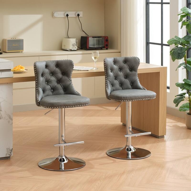 Swivel Foam Barstools Adjusatble Seat Set of 4