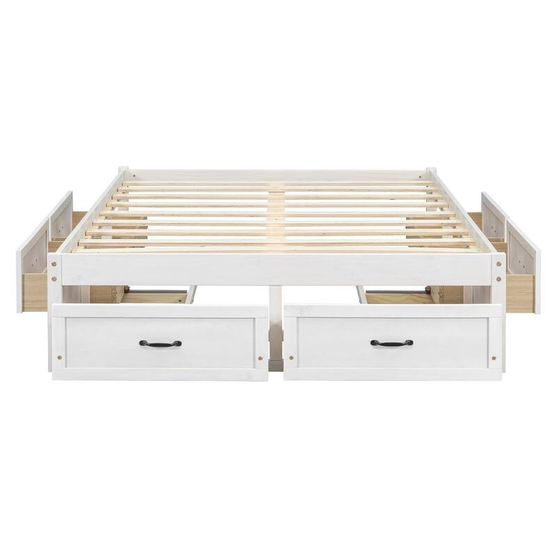 Full Size MDF Platform Bed with 6 Storage Drawers