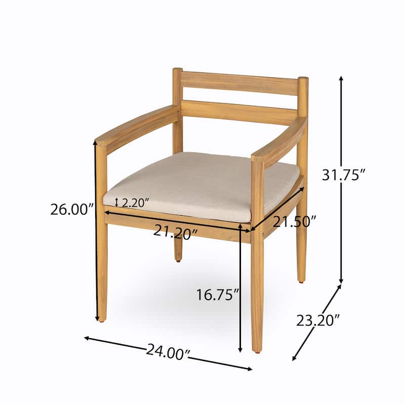 Christopher Knight Home- Mary Outdoor Acacia Dining Armchair (Set of 2)