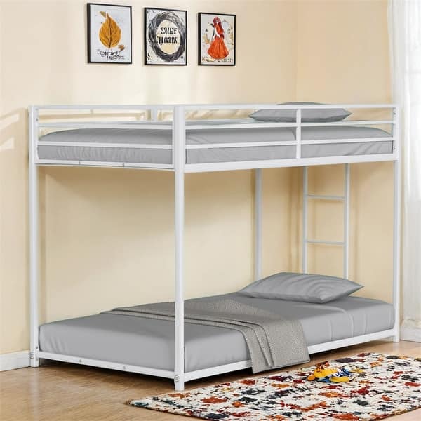 slide 2 of 8, Sturdy Twin over Twin Bunk Bed Metal for Kids and Adult,Low Profile