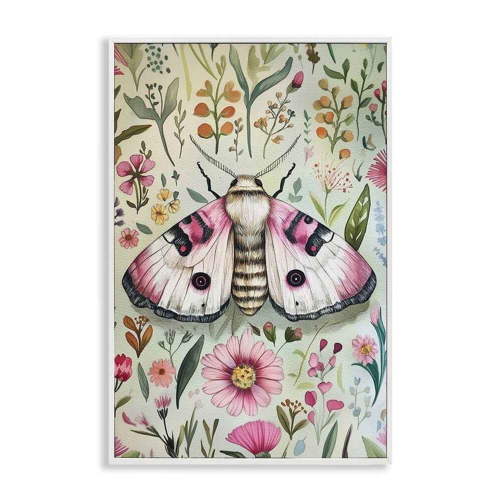 Stupell Moth over Floral Herbs Framed Giclee Art Design By The Dutch Lady
