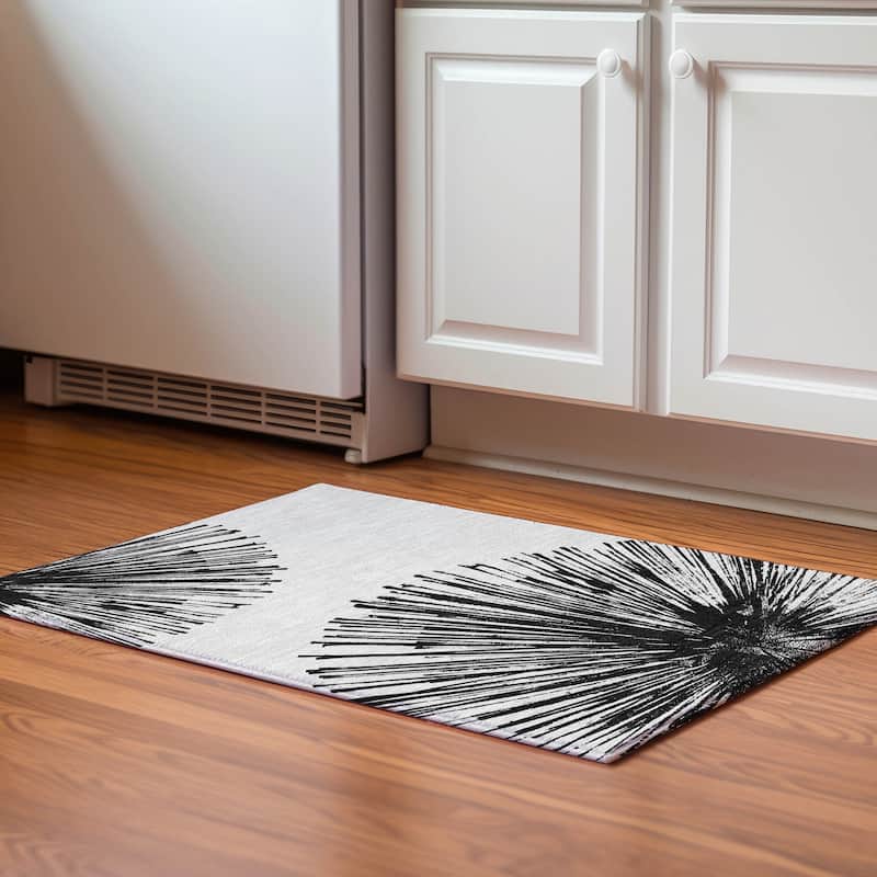 Premium Washable Super Soft Abstract Blast Mayfield Rug - Black - 1' 8" x 2' 6" - Rectangle