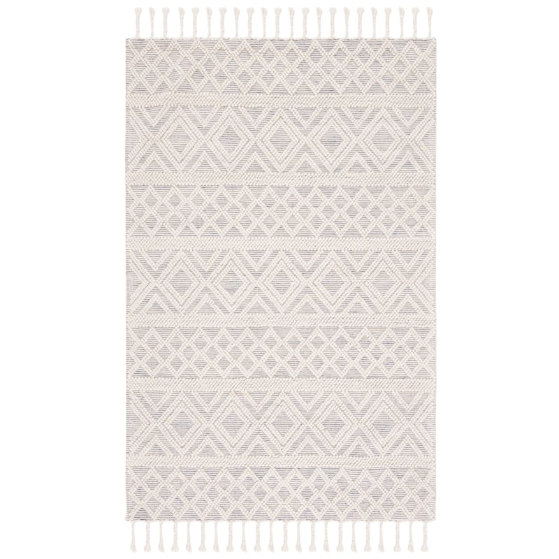 SAFAVIEH Handmade Natura Boryana Transitional Wool Rug - 4' x 6' - Ivory/Blue