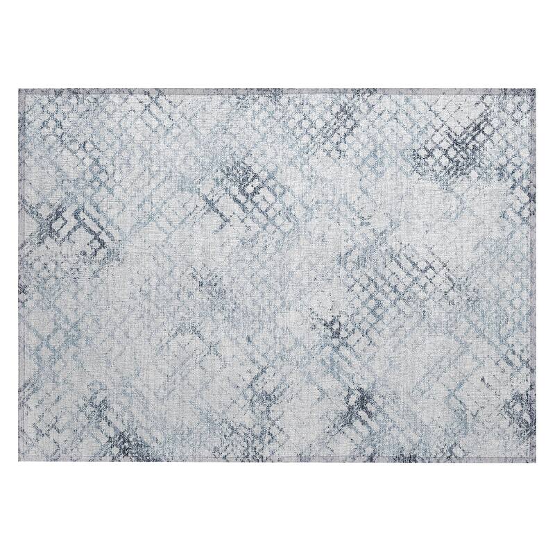 Machine Washable Indoor/ Outdoor Chantille Distressed Trellis Rug