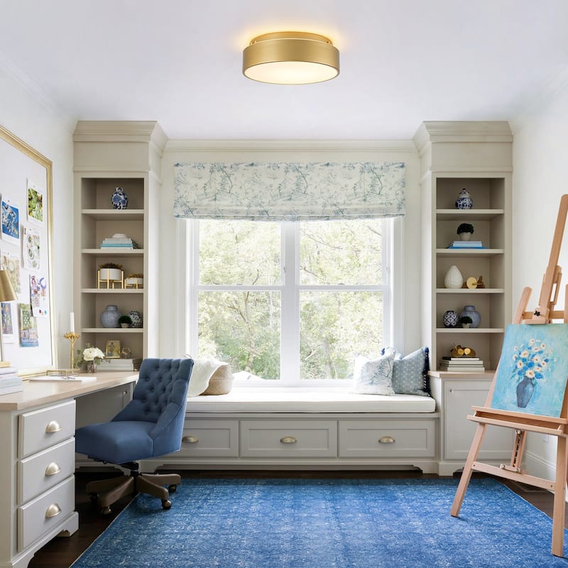 Dimmable LED Flush Mount Ceiling Light with 5-Color Temperature Selectable - 11.4 in W × 3.7 in H